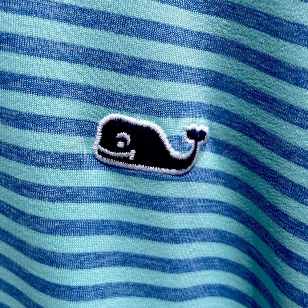 Vineyard Vines Men's Aqua Striped Polo Shirt SZ 3XB.